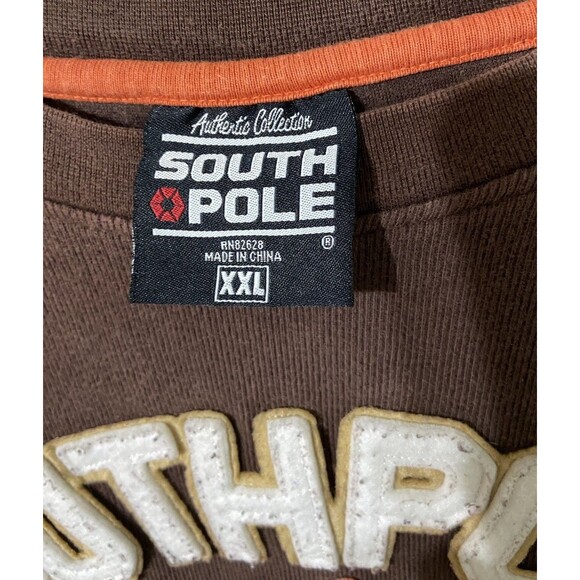 Vintage Y2k SouthPole Sweatshirt XXL Brown Long Sleeve Spellout Hip Hop Baggy - Picture 4 of 4